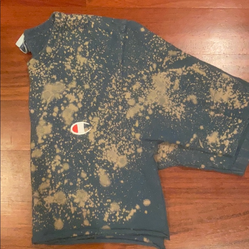 Dark teal and tan acid dye champion crop top! - Picture 2 of 5